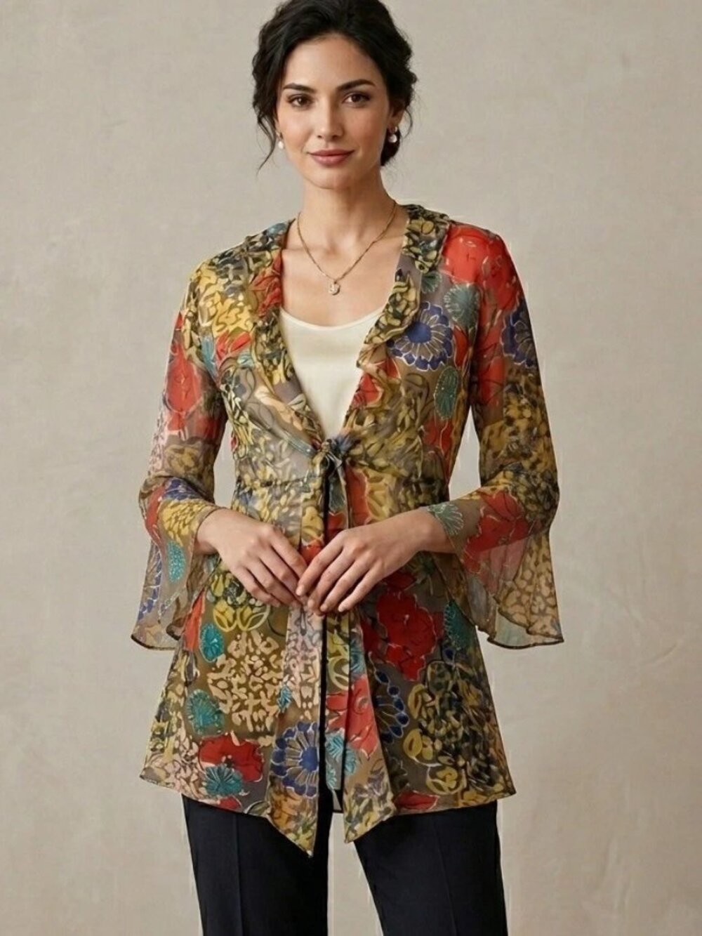 CAbi Shakespeare Tie Front Kimono Style #360